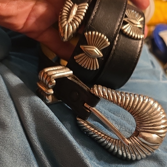 FINAL Native Sterling Concho Marked Oil Tanned Harness Leather OK USA 1995 SALE main image 11